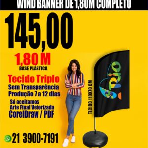 01 WindBanner Pequeno  Completo 1,80m 145,00 Reais