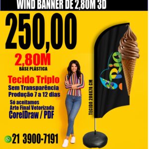 01 WindBanner 3D Completo  2,80m 250,00 Reais