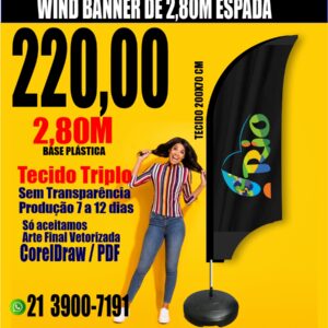 01 WindBanner Espada Completo  2,80m 220,00 Reais