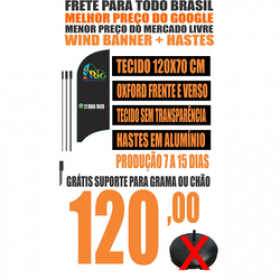 Wind Banner | Tecido + Hastes Grátis Suporte para Chão ou Grama (Tecido 150x70) Não acompanha Base